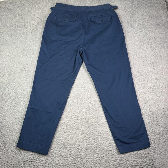 Todd Snyder Cotton Gurkha Trouser Pants Mens 34x27 Navy Blue Belted Pleated - Picture 6 of 10